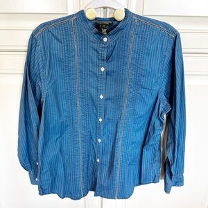Lauren Jeans Co Ralph Lauren Women’s Vintage Pintucked Denim Cotton Button Down